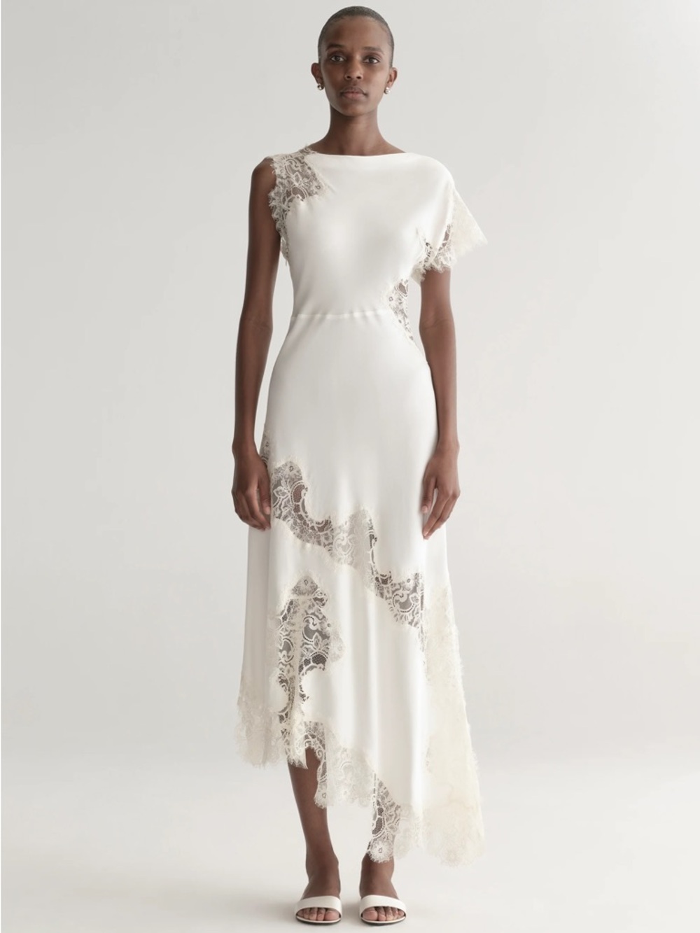 A.L.C Elegant Ivory Lace-Trim Maxi Dress